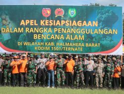 Kodim 1501 Ternate Bersama BPBD Halbar Gelar Apel Kesiapsiagaan Penanggulangan Bencana Alam