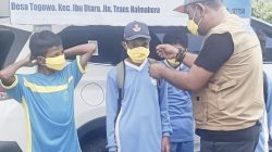 Gunung Api Ibu Kembali Erupsi, BPBD Halbar Gerak Cepat Bagikan Masker